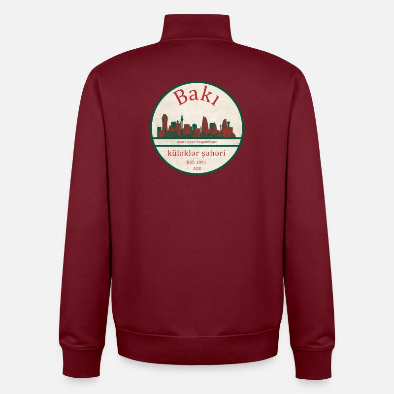 Emblème de la Skyline de Bakou - Sweat zippé unisexe en coton bio Stanley/Stella - bordeaux