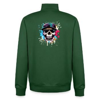 Rue urbaine Skull et Splash - Sweat zippé unisexe en coton bio Stanley/Stella - vert bouteille - Dos - AI Model Male 185 dark (185cm)