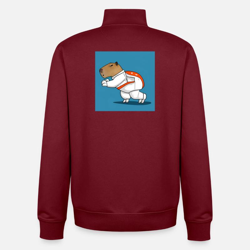 Astronaute de Capybara - Sweat zippé unisexe en coton bio Stanley/Stella - bordeaux