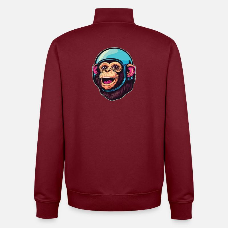 Space Monkey - Unisex Organic Zip Sweatshirt by Stanley/Stella - burgundy