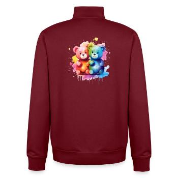 Liebe ist eine Bärennotwendigkeit - Unisex Organic Zip Sweatshirt von Stanley/Stella - Burgunderrot - Hinten - AI Model Male 185 dark (185cm)