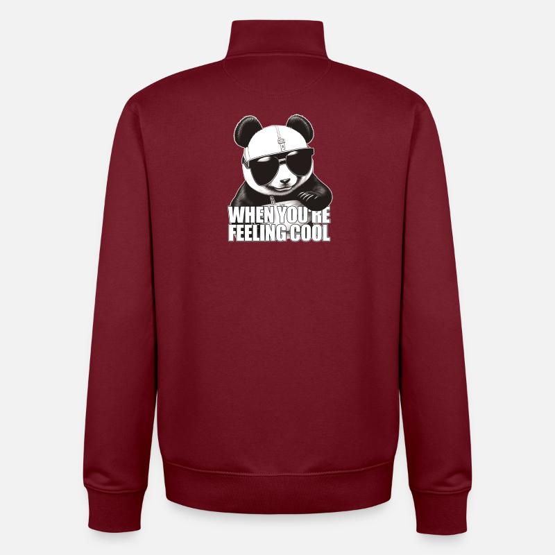 Cool panda feeling good - Unisex Organic Zip Sweatshirt by Stanley/Stella - burgundy