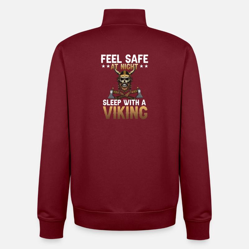 Sleep with a Viking - Unisex Organic Zip Sweatshirt by Stanley/Stella - burgundy