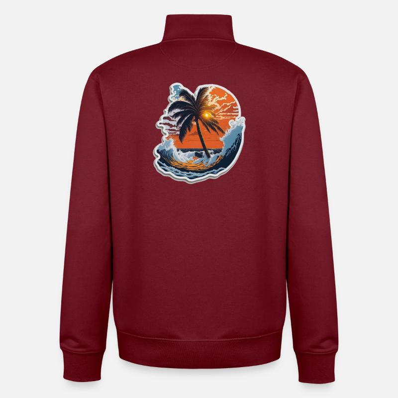 Coucher de soleil - Sweat zippé unisexe en coton bio Stanley/Stella - bordeaux