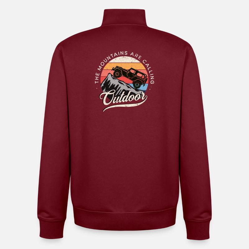 Defender Adventure Camping Retro - Unisex Organic Zip Sweatshirt by Stanley/Stella - burgundy