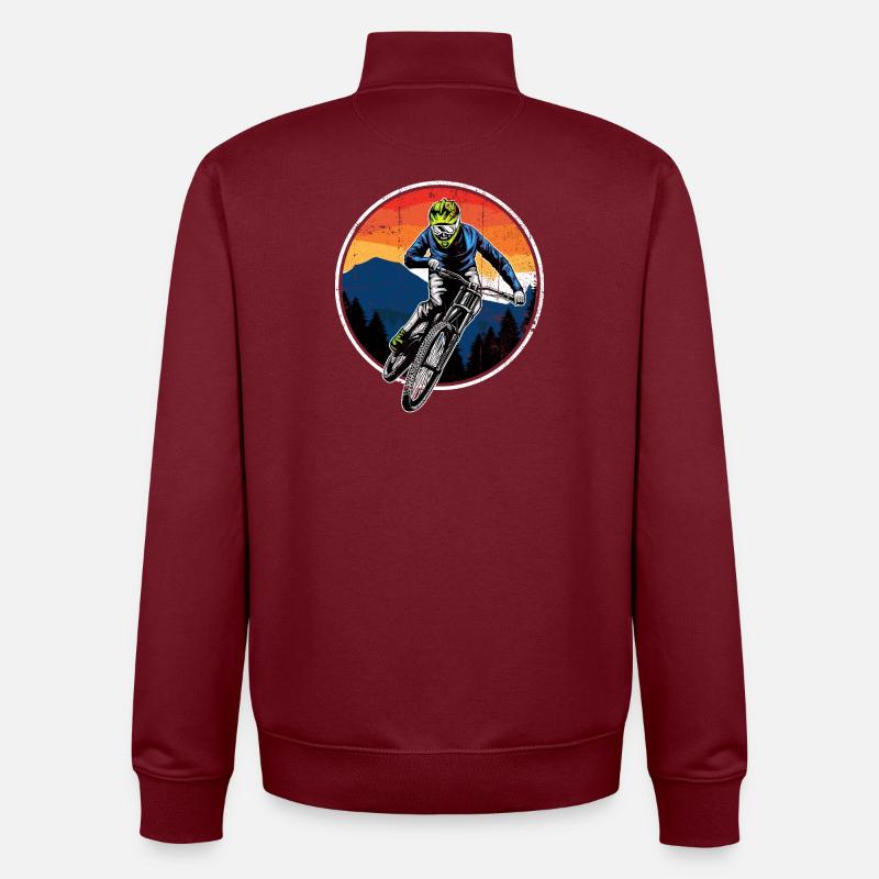 Sunset Trail Mountain Biker - Unisex Organic Zip Sweatshirt by Stanley/Stella - burgundy
