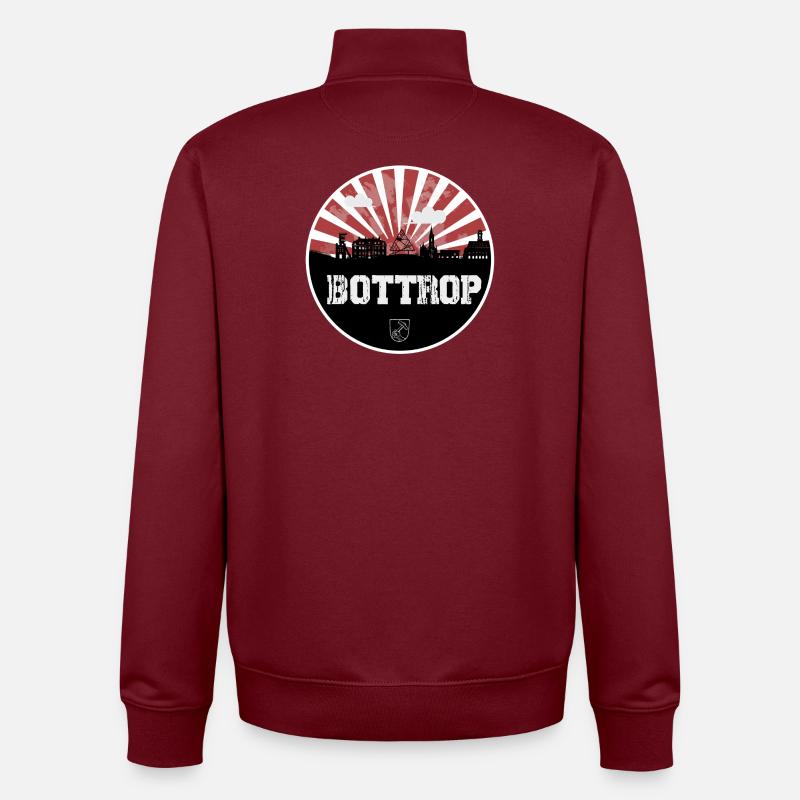 Bottrop Skyline Rouge & Blanc - Sweat zippé unisexe en coton bio Stanley/Stella - bordeaux