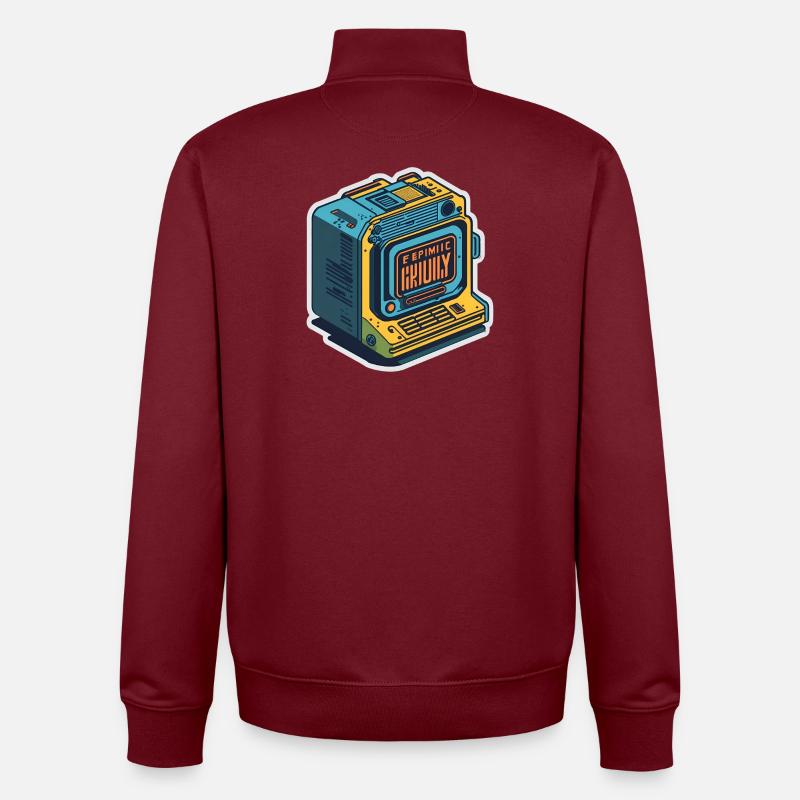 retro computer - Unisex Organic Zip Sweatshirt by Stanley/Stella - burgundy