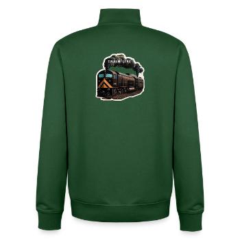 Train Life : Le train de l'aventure - Sweat zippé unisexe en coton bio Stanley/Stella - vert bouteille - Dos - AI Model Male 185 dark (185cm)