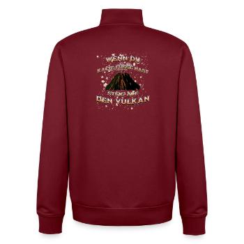 WENN DU KALTE FÜSSE HAST, steig auf den Vulkan - Unisex Organic Zip Sweatshirt von Stanley/Stella - Burgunderrot - Hinten - AI Model Male 185 dark (185cm)