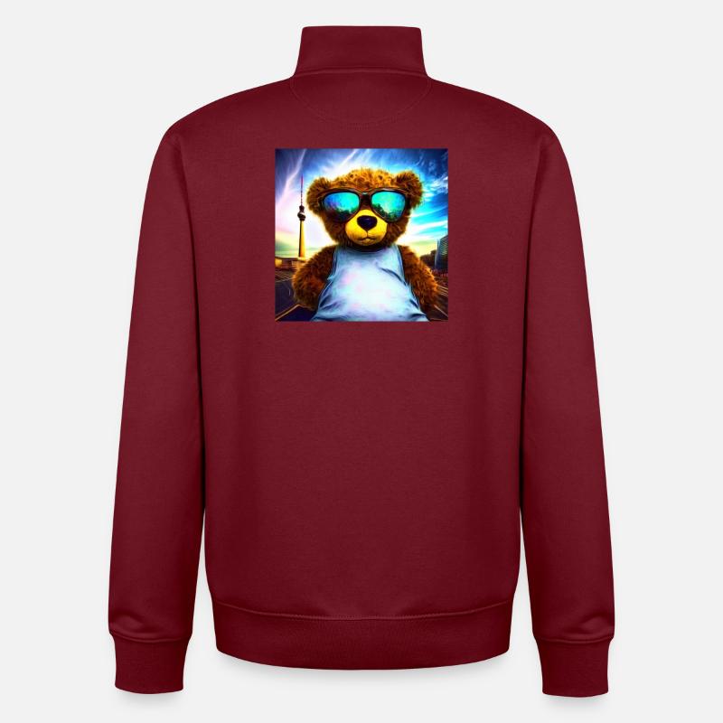 Teddy in Berlin I - Unisex Organic Zip Sweatshirt von Stanley/Stella - Burgunderrot