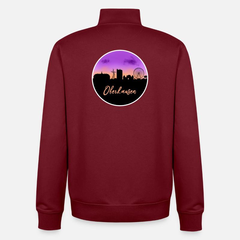 Oberhausen Skyline Fine line - Sweat zippé unisexe en coton bio Stanley/Stella - bordeaux