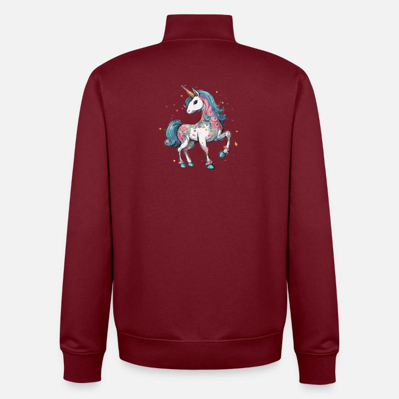 Licorne - Sweat zippé unisexe en coton bio Stanley/Stella - bordeaux