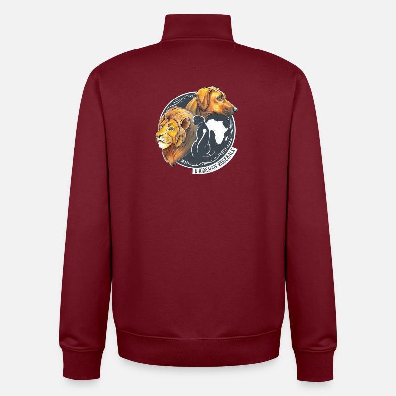 Rhodesian Ridgeback - Sweat zippé unisexe en coton bio Stanley/Stella - bordeaux