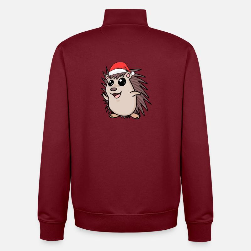 Hérisson Noël - Sweat zippé unisexe en coton bio Stanley/Stella - bordeaux
