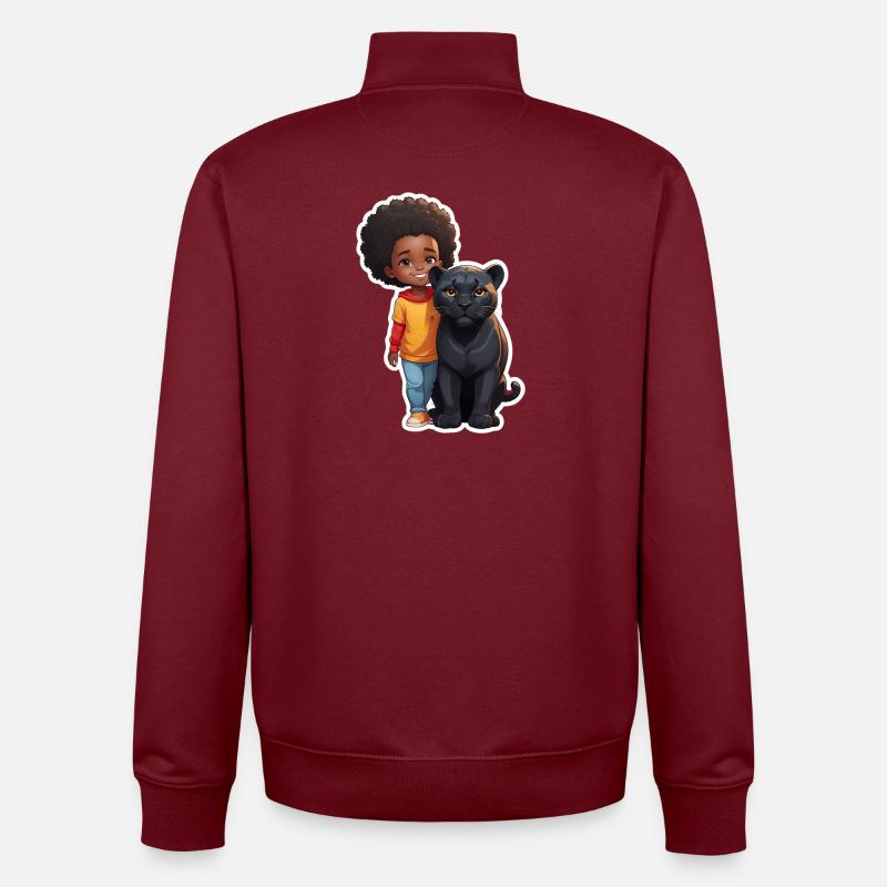 Kinderfreundliche Tierfreundschaft Illustration - Unisex Organic Zip Sweatshirt von Stanley/Stella - Burgunderrot