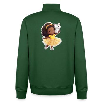 Fröhliches Kind mit Katze im Tutu - Unisex Organic Zip Sweatshirt von Stanley/Stella - Flaschengrün - Hinten - AI Model Male 185 dark (185cm)