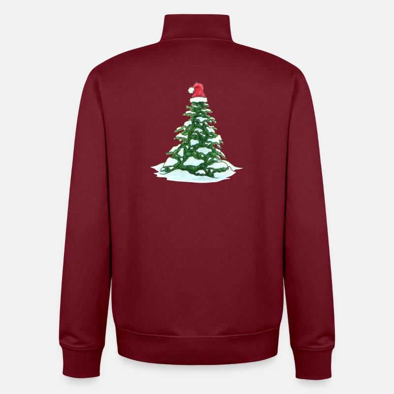 Weihnachtsbaum mit Weihnachtsmütze - Unisex Organic Zip Sweatshirt von Stanley/Stella - Burgunderrot