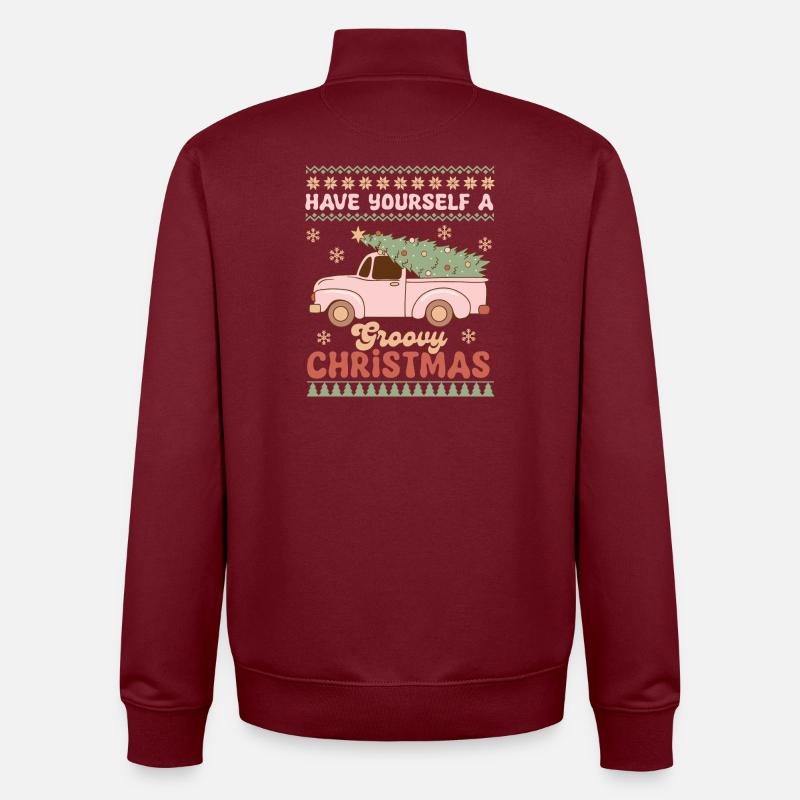 Hässlicher Weihnachtspullover - Unisex Organic Zip Sweatshirt von Stanley/Stella - Burgunderrot