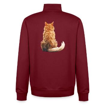 Chat Manx - Sweat zippé unisexe en coton bio Stanley/Stella - bordeaux - Dos - AI Model Male 185 dark (185cm)