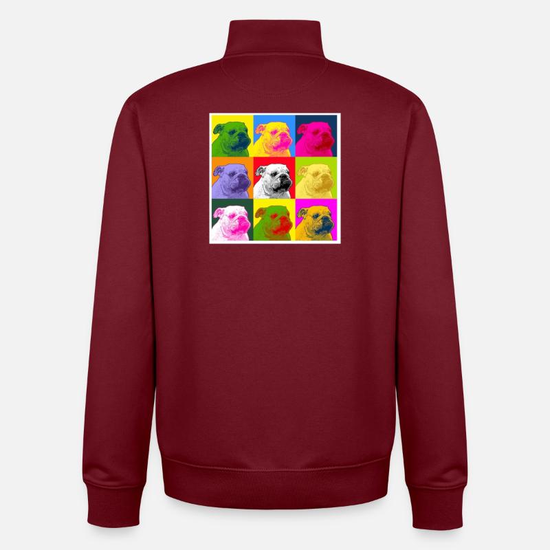 A bulldog - Sweat zippé unisexe en coton bio Stanley/Stella - bordeaux