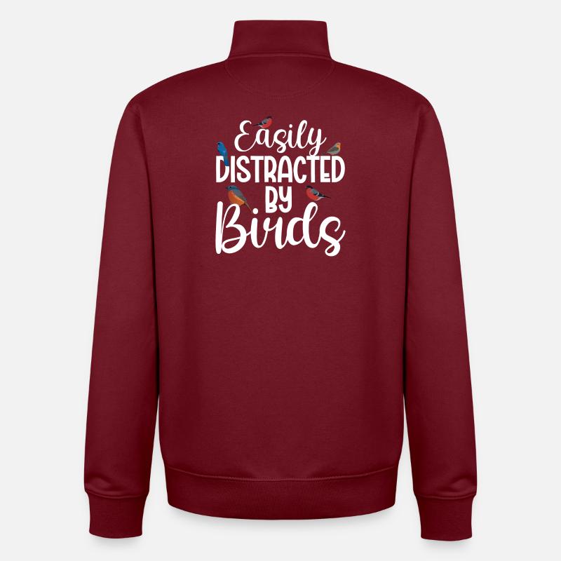 Easily Distracted by Birds - Unisex Organic Zip Sweatshirt by Stanley/Stella - burgundy
