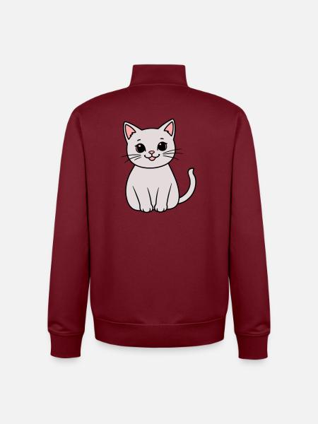 gray kitten - Unisex Organic Zip Sweatshirt by Stanley/Stella - burgundy