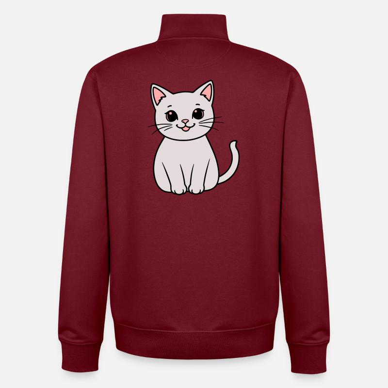 gray kitten - Unisex Organic Zip Sweatshirt by Stanley/Stella - burgundy