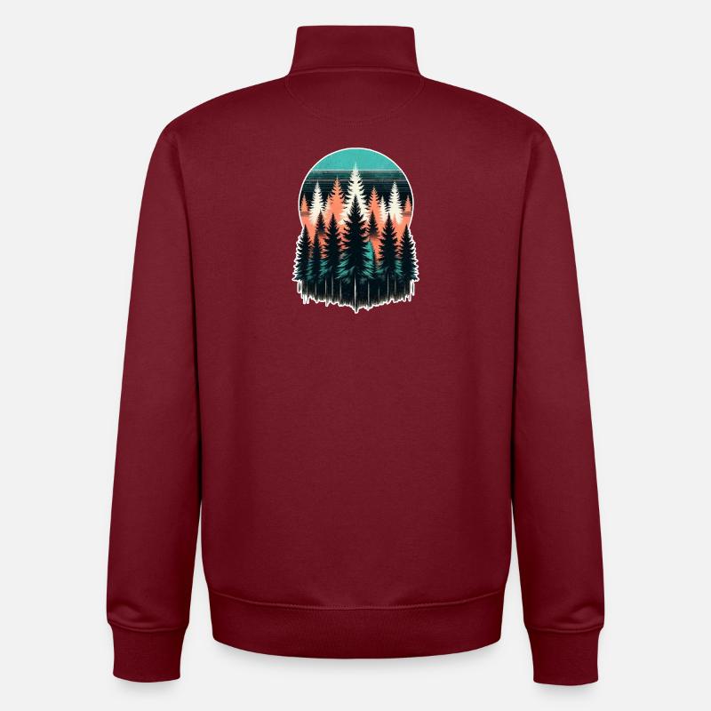 Forest Light Sunset - Unisex Organic Zip Sweatshirt by Stanley/Stella - burgundy