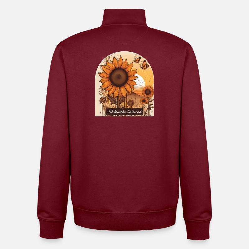 Du soleil pour l’âme - Sweat zippé unisexe en coton bio Stanley/Stella - bordeaux