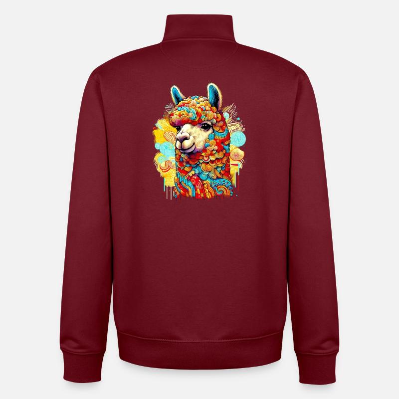 Alpaca - Unisex Organic Zip Sweatshirt by Stanley/Stella - burgundy