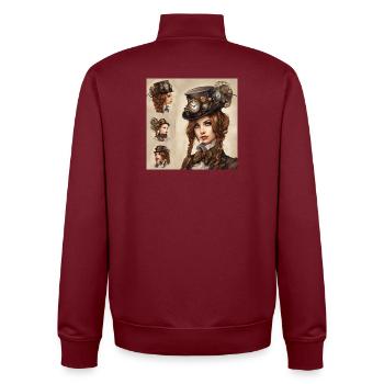 Belle fille dans le style steampunk - Sweat zippé unisexe en coton bio Stanley/Stella - bordeaux - Dos - AI Model Male 185 dark (185cm)