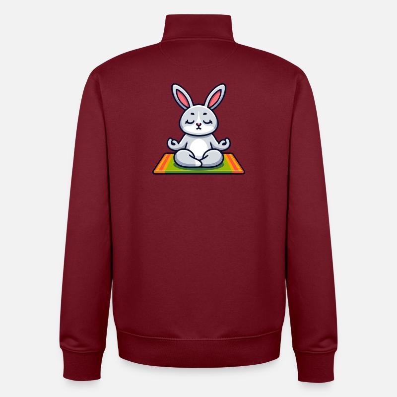 Zen Hare: The Meditative Munchkin - Unisex Organic Zip Sweatshirt by Stanley/Stella - burgundy