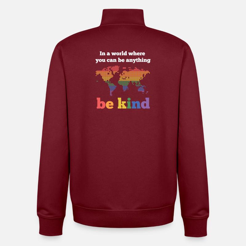 LGBTQ Pride Month - Be Kind - Unisex Organic Zip Sweatshirt by Stanley/Stella - burgundy