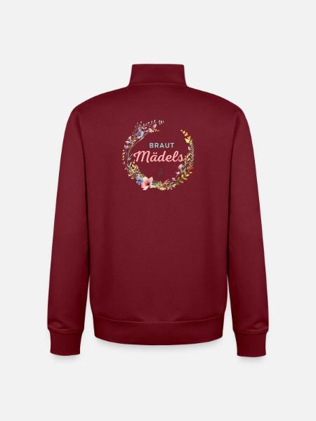 Braut Mädels! Personalisierbar - Unisex Organic Zip Sweatshirt von Stanley/Stella - Burgunderrot