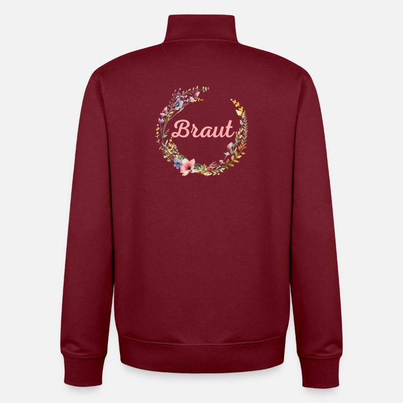 Braut Mädels-Braut! Personalisierbar - Unisex Organic Zip Sweatshirt von Stanley/Stella - Burgunderrot