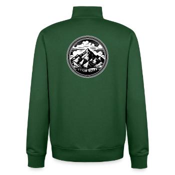 Hohe Berge im Hintergrund, umgeben von Wolken - Unisex Organic Zip Sweatshirt von Stanley/Stella - Flaschengrün - Hinten - AI Model Male 185 dark (185cm)