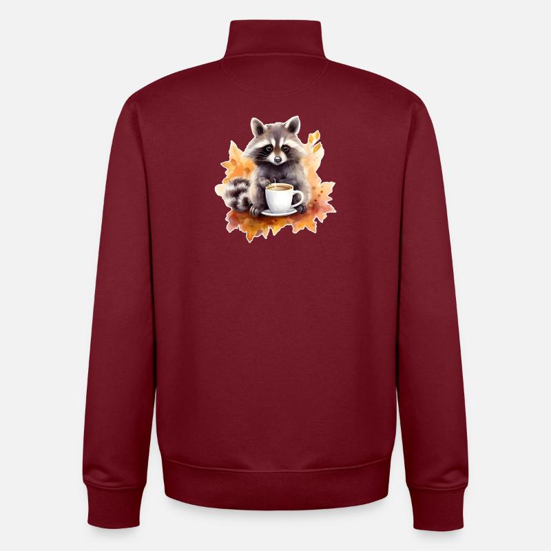 Herbst Waschbär Kaffee Gemütlich - Unisex Organic Zip Sweatshirt von Stanley/Stella - Burgunderrot