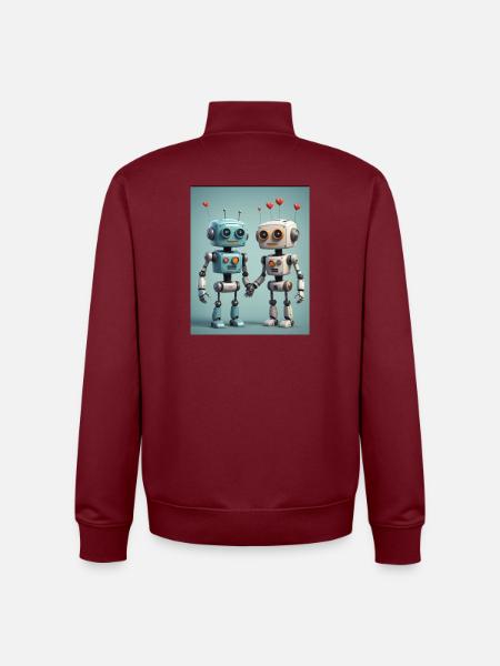 Robot Couple - Unisex Organic Zip Sweatshirt by Stanley/Stella - burgundy