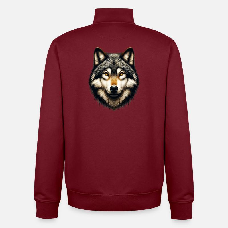 Wolf - Unisex Organic Zip Sweatshirt by Stanley/Stella - burgundy