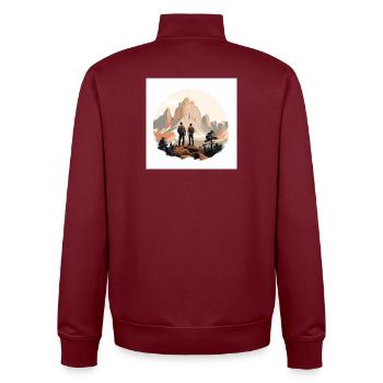 Hikers in front of an alpine landscape - Unisex Organic Zip Sweatshirt by Stanley/Stella - burgundy - Back - AI Model Male 185 dark (185cm)