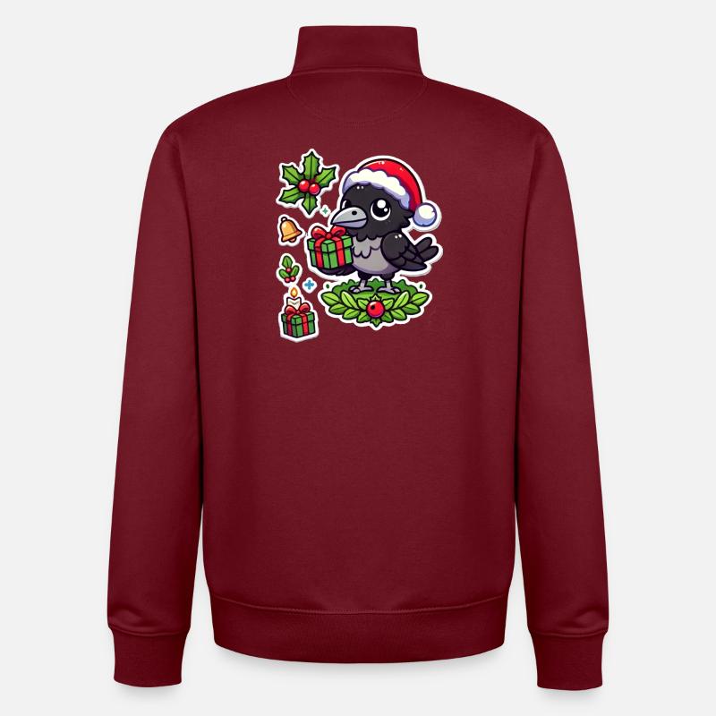 Festive Crow Fester - Unisex Organic Zip Sweatshirt von Stanley/Stella - Burgunderrot