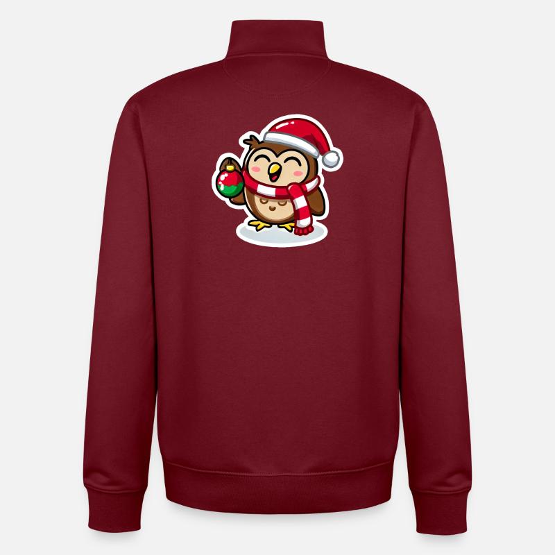 Joie de Noël hibou sage - Sweat zippé unisexe en coton bio Stanley/Stella - bordeaux