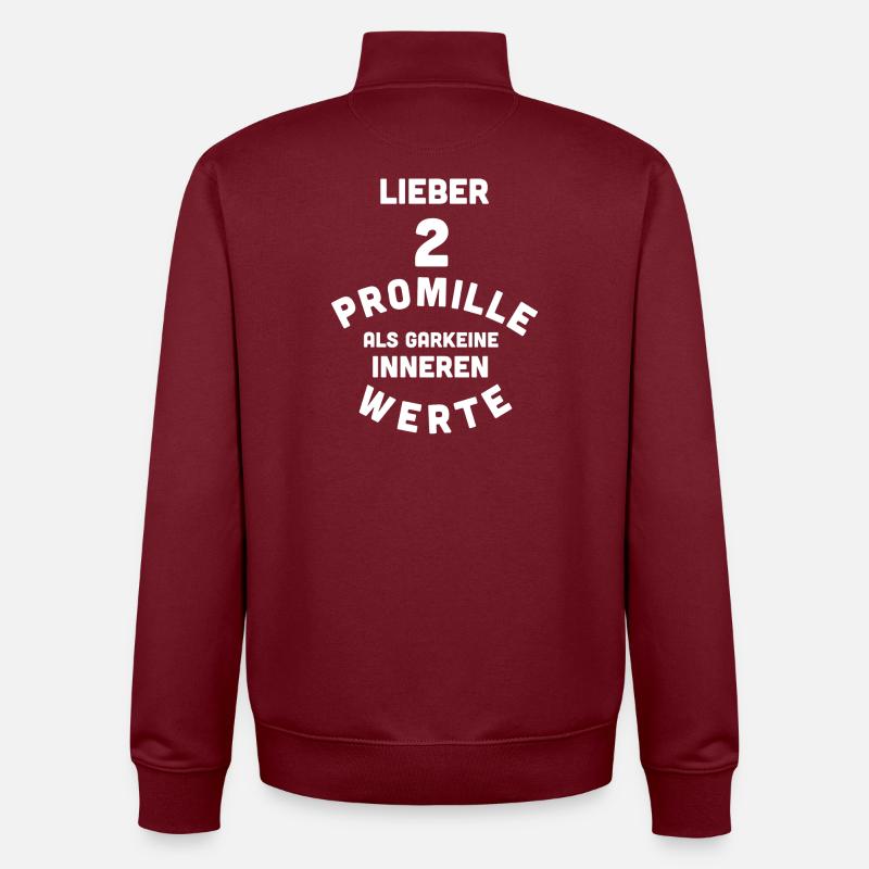 2 Promille, 0 Sorgen - Unisex Organic Zip Sweatshirt von Stanley/Stella - Burgunderrot