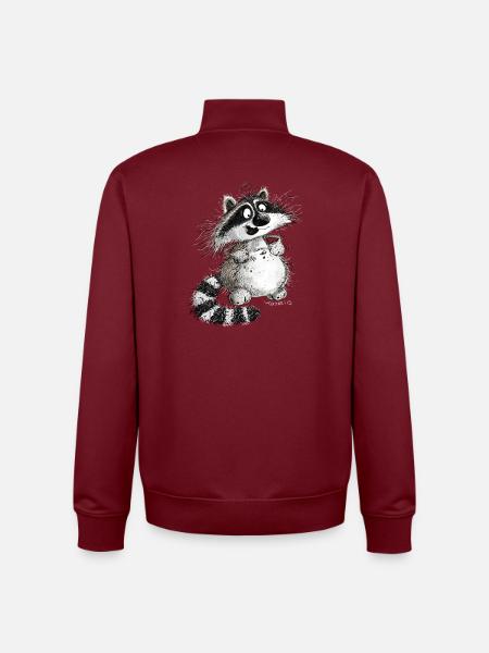 Lustiger Waschbär Cartoon Wildtier - Unisex Organic Zip Sweatshirt von Stanley/Stella - Burgunderrot