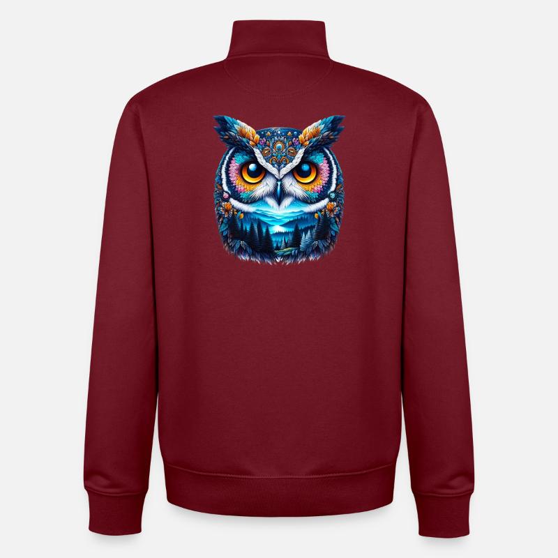 Eule - Unisex Organic Zip Sweatshirt von Stanley/Stella - Burgunderrot