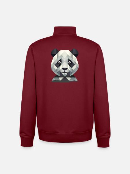 Blid kraft: Panda i geometrisk kunst - Stanley/Stella unisex sweatshirt med lynlås i økologisk - burgunder-rød
