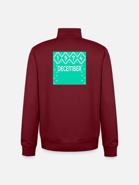 WINTER 52nd BIRTHDAY DECEMBER 1974 - Unisex Organic Zip Sweatshirt by Stanley/Stella - burgundy