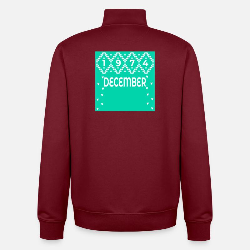 WINTER, 52. GEBURTSTAG DEZEMBER 1974 - Unisex Organic Zip Sweatshirt von Stanley/Stella - Burgunderrot