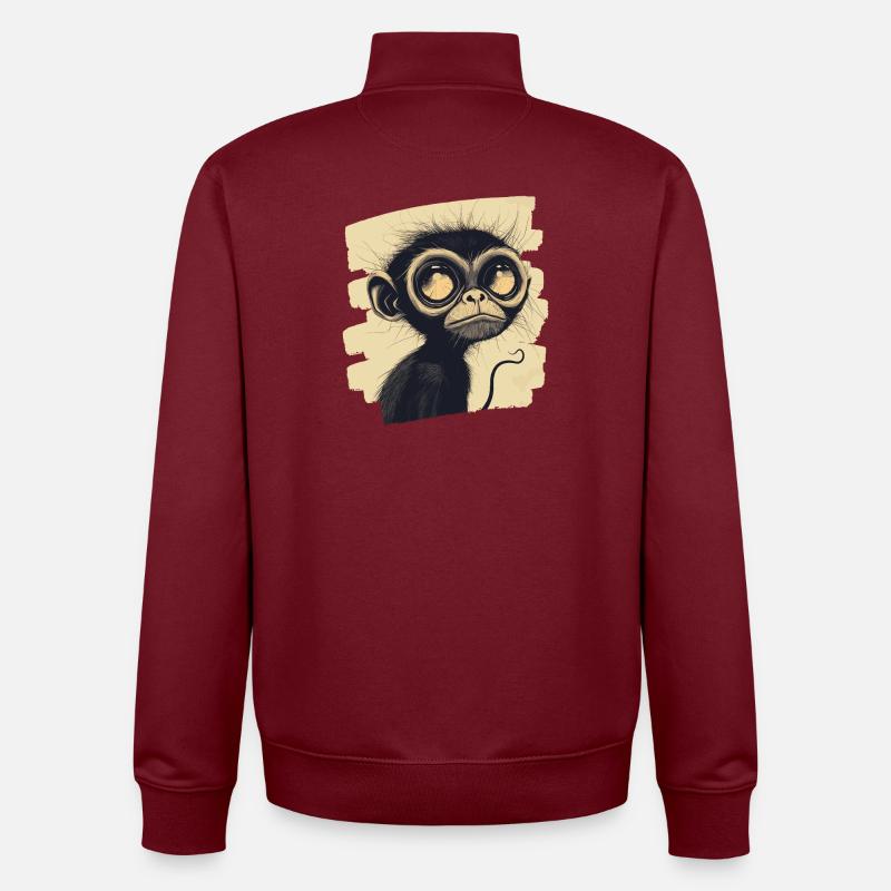 Monkey - Unisex Organic Zip Sweatshirt by Stanley/Stella - burgundy